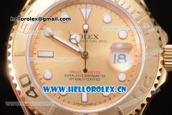 Rolex Yacht-Master 40 Clone Rolex 3135 Automatic Yellow Gold Case/Bracelet with Yellow Gold Dial and Dot Markers (BP) - Click Image to Close